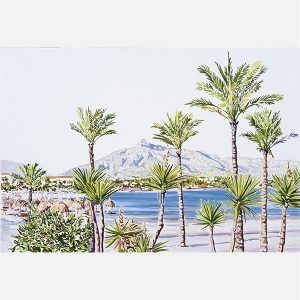 BLANCO Y AZUL ENTRE PALMERAS Y SOL (MÁLAGA) - PAPEL